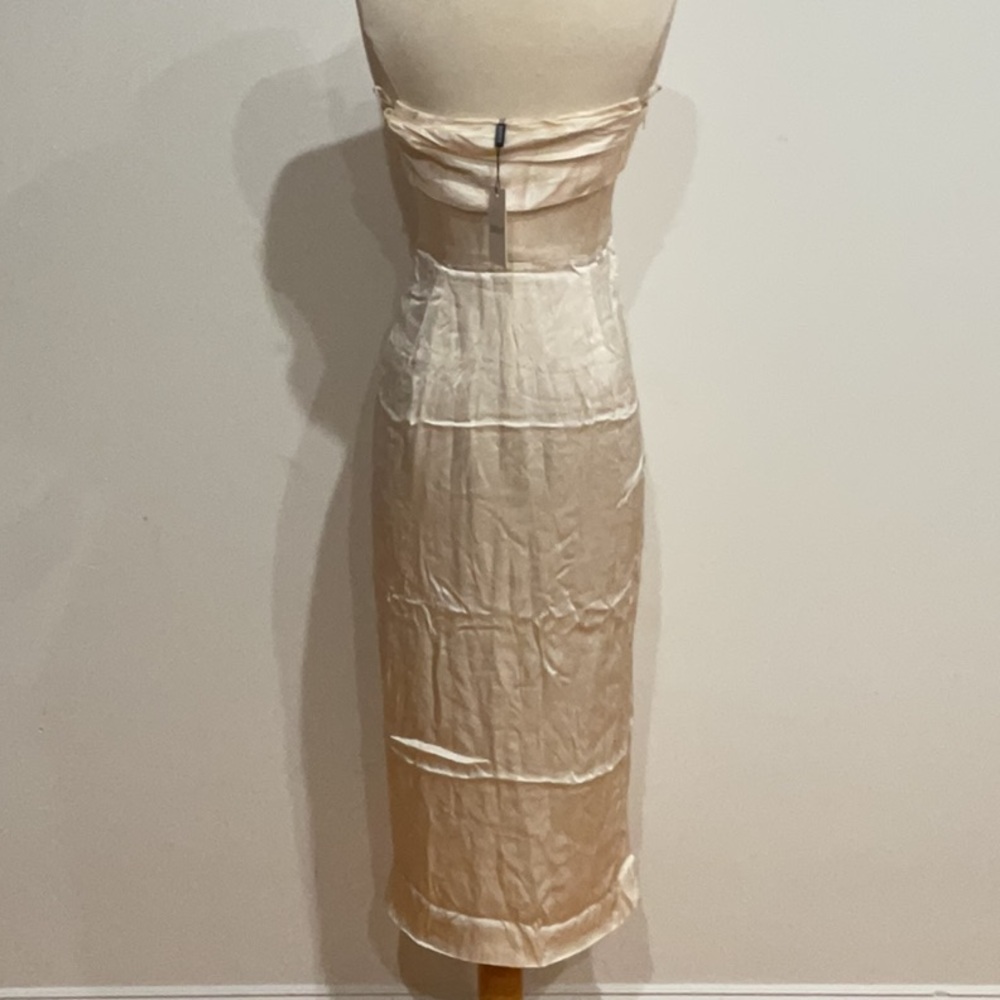 Bardot Elio Corset Dress in Gold & Ivory, Size: 6 - Picture 7 of 9